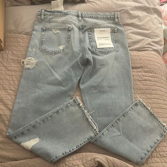 FRAME Le Slouch Low Rise, Straight Destructed Denim - NWT - size 30 - Picture 11 of 16